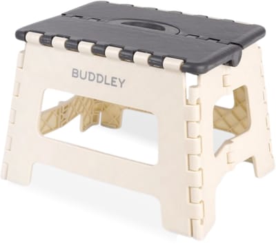 BUDDLEY Opstapje Inklapbaar Kind Grijs M - Inklapbaar Krukje Kinderen - Opvouwbaar Krukje - Opklapbaar - Opstapkrukje - Opstapkruk - Opklap - Opvouwbaar Krukje Camping - Opstapje Kind - Keukenkruk - Opvouwbaar krukje om op te staan of zitten