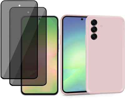 ChiGuard Hoesje & 2x Privacy Screenprotector geschikt voor Samsung A56 / A36 – Privé Gehard Glas Cover - Suède Case Rose