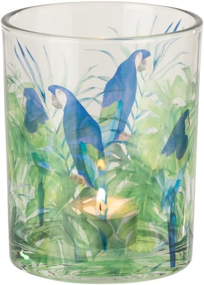 J-Line theelichthouder Papegaai - glas - groen/blauw - medium