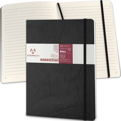 ACROPAQ Notitieboek A5 - Bullet journal, Gelijnd, 96 blad - Zwart