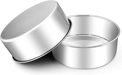 Set van 2 Ronde Taartvormen van Roestvrij Staal 20 cm - Ideaal voor Verjaardagen, Bruiloften en Gezonde Gelaagde Taarten, Vaatwasserbestendig en Veilig voor Voedsel