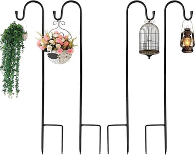 Verstelbare metalen tuinhaak voor planten, lantaarns en vogelkooien - 120 cm, set van 4, ideaal voor decoratie en buitengebruik