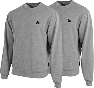 2-Pack Donnay - Fleece sweater ronde hals (Dean) - Sporttrui - Heren - Silver-marl (032) - maat S