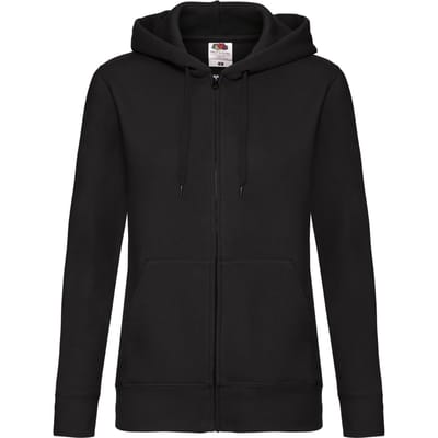 Fruit of the Loom Dames/Dames Lady Fit Full Zip Hoodie (Zwart)