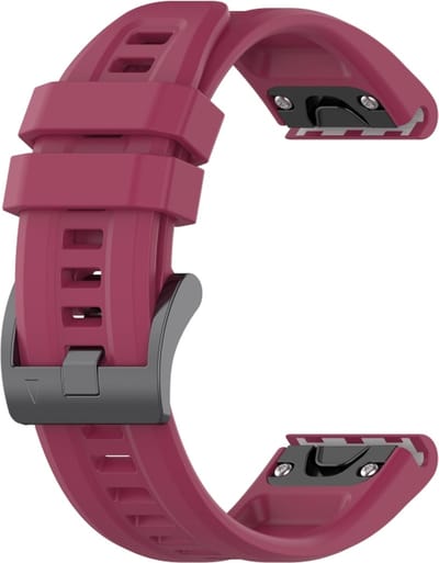 Siliconen bandje - geschikt voor Garmin Fenix 5 / 5 Plus / 6 / 6 Pro / 7 / 7 Pro / 8 (47 mm) / E (47 mm) / Epix (Pro) (2) 47 mm / Quatix 5 / 6 / 7 / 7 Pro / Approach S60 / S62 / S70 47 mm / MARQ / D2 Delta / D2 Mach 1 / Descent G1 - bordeauxrood