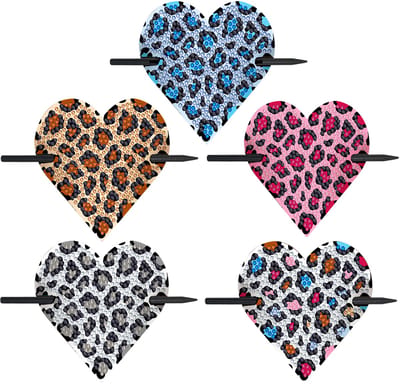 Haarspelden - 142 - Hartjes met panterprint - set van 5 - diamond painting - compleet pakket - Diamond painting by Wietske