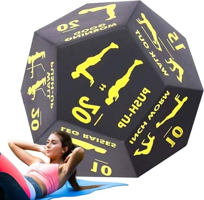 Fitness Dobbelstenen - Oefening Dobbelspel - Thuis Trainen - 12-Zijdig Ontwerp - 12 cm - Geel