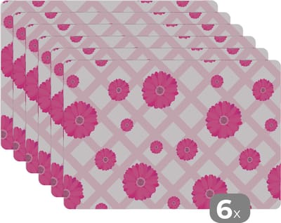 Placemat - Placemats kunststof - Bloemen - Patronen - Pastel - 45x30 cm - 6 stuks - Hittebestendig - Anti-Slip - Onderlegger - Afneembaar