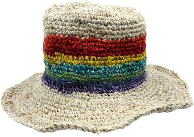 Ancient Wisdom - Hoed - Handgebreide boho festivalhoed van hennep en katoen - Accessoire - Mode - Zomer - Outdoor - Bescherming - Hoedje - Pet - Cap - Dekking - Beschutting