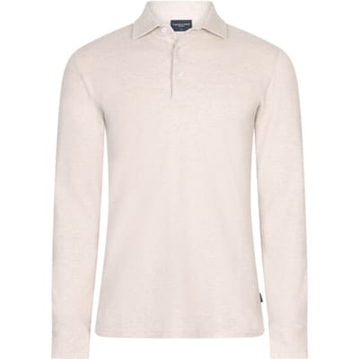 Cavallaro Napoli Polo Camicia Long Sleeve Fine Mélange Dark Kitt Melange / male