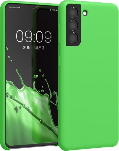 kwmobile telefoonhoesje geschikt voor Samsung Galaxy S21 - Hoesje met siliconen coating - Smartphone case in limoengroen