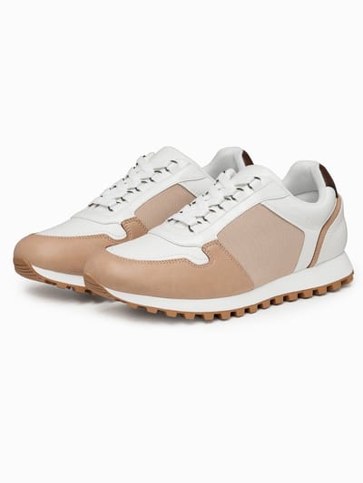 OMBRE Schoenen - Veters - Effen Wit / Zand 40