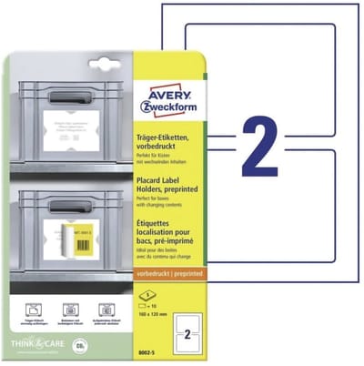 Positioneer etiket Avery voorbedrukt 160x120mm 5 vel 2 etiketten per vel 3-talig