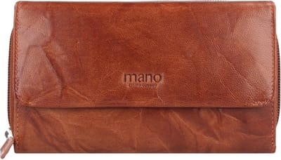 mano Donna Aurona Portemonnee RFID Leer 18 cm - Dames - Horizontaal - cognac