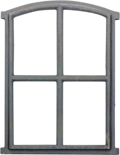 Schuurraam Ijzer - Gietijzeren Raam Decoratie - Oude Gebouwen Verfraaien - Historisch Model - 34.5 x 49 cm - Grijs