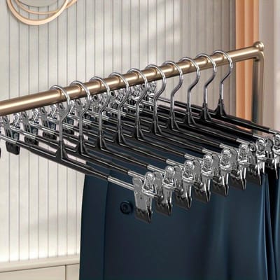 10 stuks Broekklem uitschuifbaar garderobe huishouden spoorloos JK hanger kledinghanger collectie roestvrij staal rokclip droogclip zwart