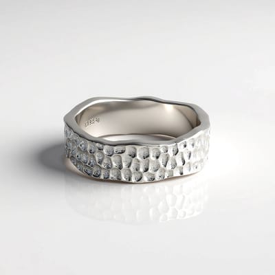 Cavill - Zilveren ring MONOSONO collectie - 925 Sterling zilver, geplatineerd - Handgemaakt modern elegant design met reliëfstructuur - maat 17-19