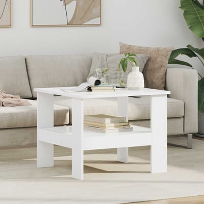 vidaXL - Salontafel - Wit - 57 - x - 55 - x - 45 - cm - Bewerkt - hout