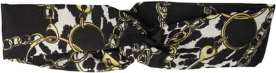 Haarsoires Haarband Twist 5cm – Ketting Panter Print – Gladde Stof – Zwart Wit Geel - Zachte Knoop Hoofdband - Haaraccessoire voor Dames & Meisjes