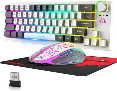 Draadloze Gaming-Toetsenbord Muiscombinatie met RGB Achtergrondverlichting - Compact en Oplaadbaar