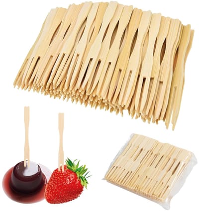 Dailygoods - 200 Stuks Houten Vorken voor Frietjes en Snacks