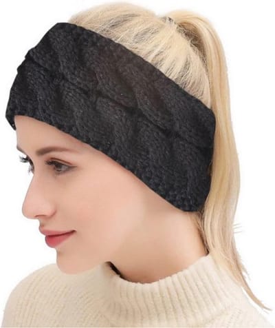 Warme Gebreide Hoofdband - Dames Oorwarmers Haarband - Oorwarmers hoofdband – Zwart