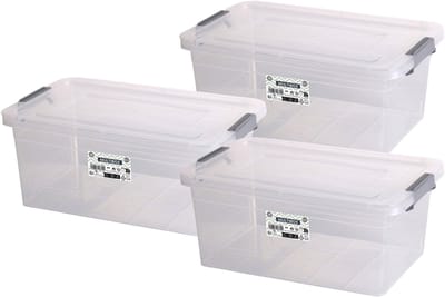 Urban Living Opberg box - 3x - 8,5 liter - 35 x 23 x 15 cm - deksel en clips - waterdicht - tuin/schuur/kast