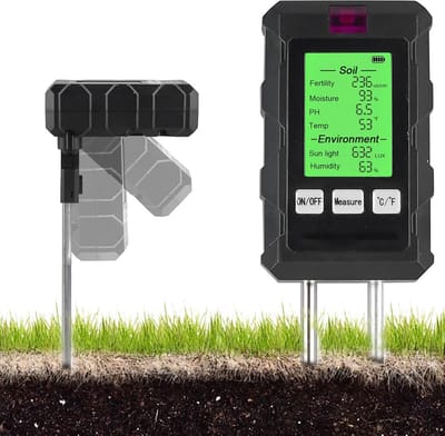 Bodem Tester - Meetinstrument Planten - Planten Verzorgen - 6-in-1 Metingen - 23 cm - Zwart