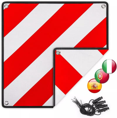 Markeringsbord 3-in-1 - Aluminium - Reflecterend - Geschikt voor Italië, Spanje en Portugal - 50x50 cm - Inclusief 4 Bevestigingssets