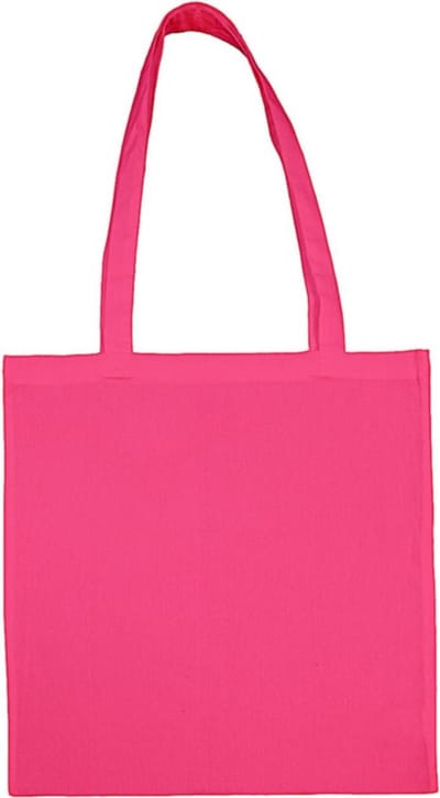 5 Katoenen tasjes roze 38x42cm lange hengels