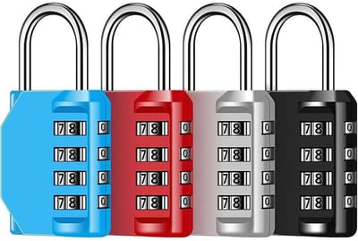 Dailygoods - 4 Pack 4-cijferige combinatieslot - Resettable Waterdicht hangslot voor school en outdoor gebruik