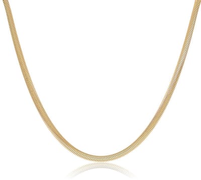 Glow 102.8412.45 Dames Ketting - Collier - Sieraad - Schakelketting - Zilver - Goudkleurig - 925 Zilver - Slang - 4 mm breed - 45 cm lang