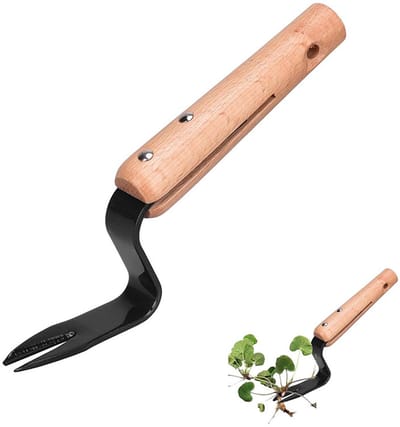 2 stuks onkruidverwijderaar met wortels, handgereedschap voor het wieden van onkruid, onkruidverwijderaar voor gazon/tuin, hoek voor eenvoudige onkruidverwijdering en dieper graven, graaft diep tot aan de wortels, roestvrij staal (zwart)