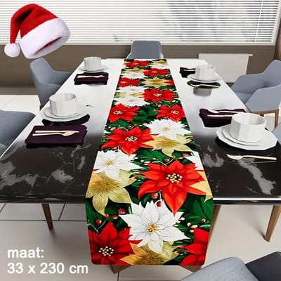 Allernieuwste.nl® Kerst Tafelloper Kerstster Kerstmis Ontwerp Decoratie Tafelband Kerstdiner 33 x 230 cm %%