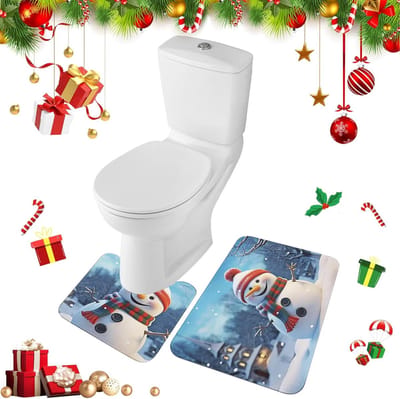 2-Delige Kerst Badmat Set Antislip Zachte Toiletmat en Badvloerkleed Absorberend U-Vormig