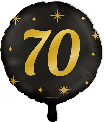 BTH - Folieballon 70 Jaar - Zwart-Goud - Verjaardag Versiering - Helium - Versiering - Verjaardag - Helium Ballonnen