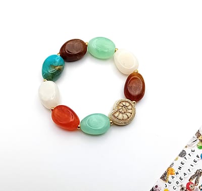 Jeannette-Creatief® - Beach - Armband Acrylkralen Sea & Ammoniet Schelp - Armband - Kralenarmband