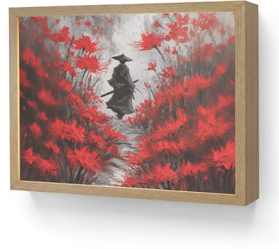 Wandlamp 40x30 cm - Oplaadbaar - Rode bloemen - mistig - Man - Wandlampen binnen woonkamer - Slaapkamer lamp - Decoratieve nachtlamp - Vloerlamp draadloos