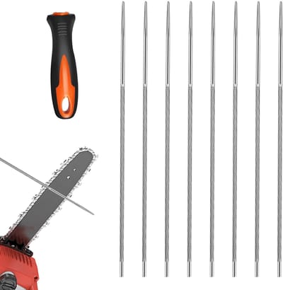 Vijlen voor kettingzaag, 4 mm kettingzaagvijl, zaagkettingen met kunststof handvat, ronde vijlen, vijlenset metaal, Chainsaw Sharpener, voor 3/8 inch kettingzagen grasmaaier