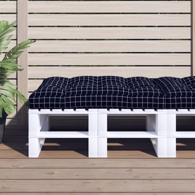 vidaXL - Palletkussen - ruitpatroon - 120x80x12 - cm - stof - zwart