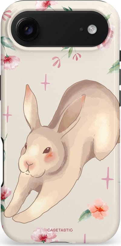 Casetastic hoesje geschikt voor Apple iPhone Air - MagSafe - Dubbellaagse bescherming - Lief konijntje - Fashion Case - Lichtgrijs Zand