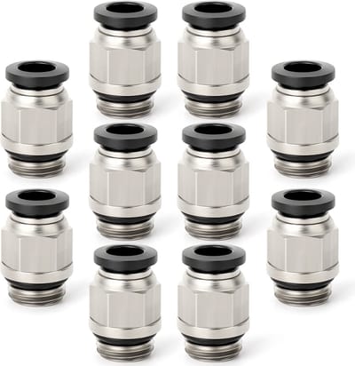 Dailygoods- Snelle Connector - 10 Stuks - 8 mm OD x 1/4" BSP - Messing/Kunststof - Push-In Aansluiting - Rubber Ring Afdichting - Fittingen