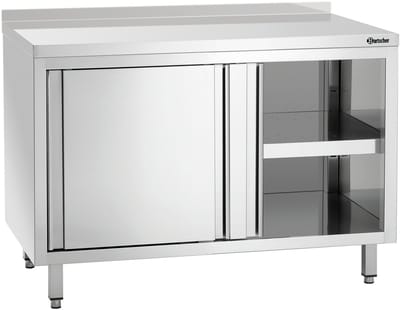 Bartscher Werkkast B1200 - RVS - Schuifdeuren - Tussenschap - Opstaande rand - 1200x700x850mm