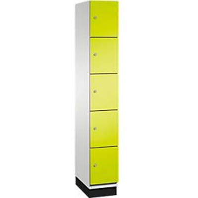 C+P Cambio lockerkast, 1 vak, 5 vakken, met plint, B 300 x D 525 x H 1980 mm, lichtgrijs/kleedgroen