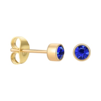 Aramat Jewels | Oorbellen | Goudkleurige Oorstekers 4mm - Donkerblauw Kristal | | | |4mm | Staal | Kinderen, Volwassenen | Verkleurd niet