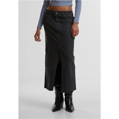 Urban Classics - High Slit Denim Lange rok - Taille, 27 inch - Zwart