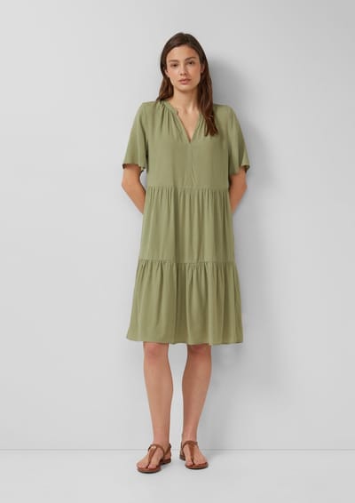 s.Oliver - female - Korte viscose jurk met plooien