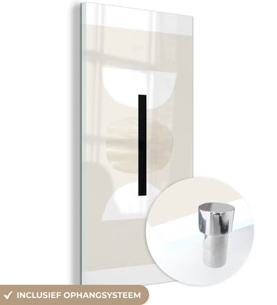 MuchoWow® Glasschilderij 60x120 cm - Schilderij acrylglas - Abstract - Geometrische vormen - Pastel - Foto op glas - Schilderijen