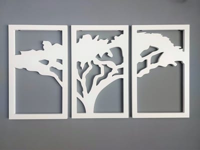 Moliland Drzewo Afrykańskie - Schilderij - 110x57 cm - Wit - MDF