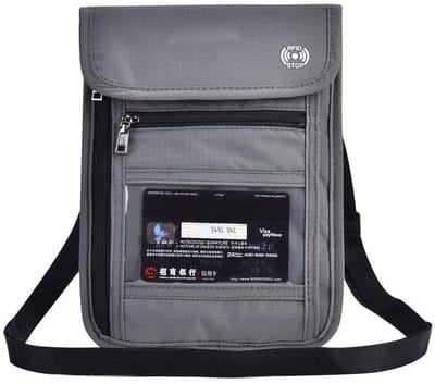 Dailygoods- Beschermhoes RFID-blokkerend - Paspoort/ID-kaarthouder - Nylon Etui - Waterdicht/Duurzaam - 5 Compartimenten - Afneembare Riem - Paspoorthouder